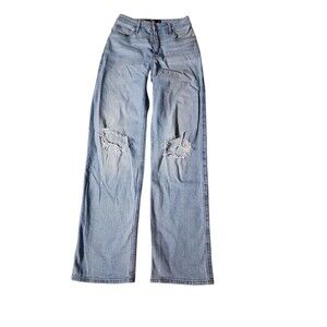 Hollister Ultra high rise dad jeans size 1R w25 L31 Light Wash Distressed Wide